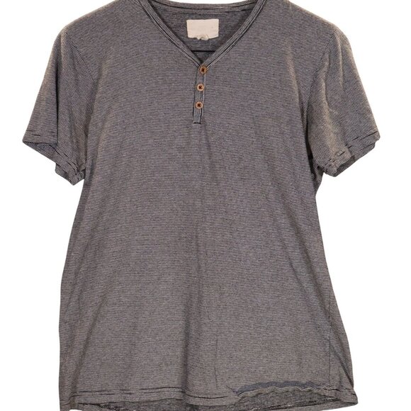 Striped Henley T-Shirt With Wooden Buttons M - Picture 1 of 9